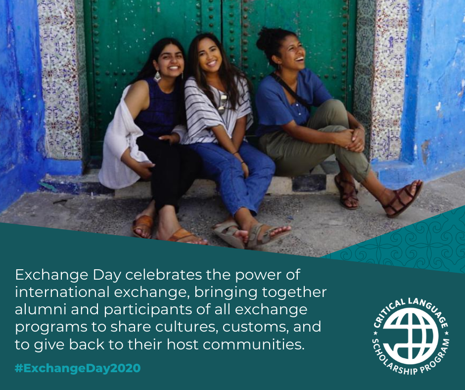 CLSscholarship's tweet photo. August 3 is Exchange Day. Join us in celebrating the power of international exchange! #ExchangeDay2020 #ExchangeOurWorld @AC_Global https://t.co/iH20XK5JSe