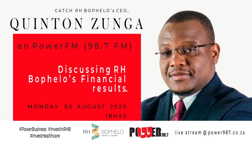 INTERVIEW ALERT!!!

Tune in to :#PowerBusiness on <a href="/Powerfm987/">POWER 98.7</a> as CEO of <a href="/RHBophelo/">#InvestInRHB</a> tables the company's latest results, as well as the recent listing in Rwanda.
#InvestInRHB
#RH_Results