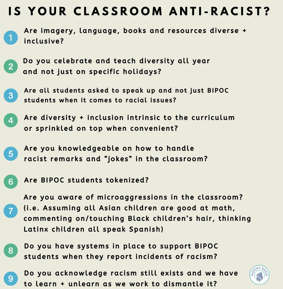 Important questions to discuss with teachers and school admin. #schools #antiracism