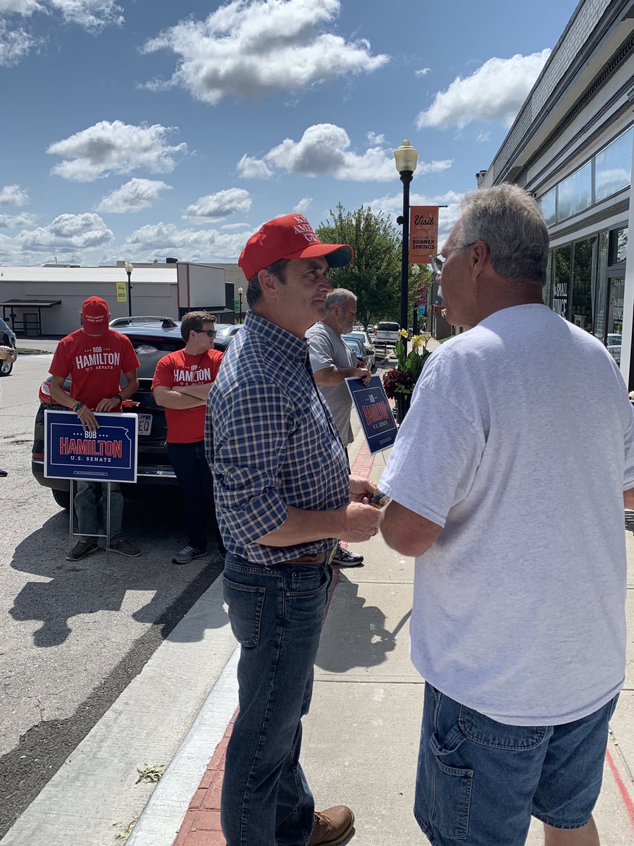 HamiltonforKS's tweet photo. Great stops in Olathe and Bonner Springs this morning! Vote tomorrow to send in a plumber to drain the swamp! #kssen #ksleg https://t.co/sLgn1jQkgp