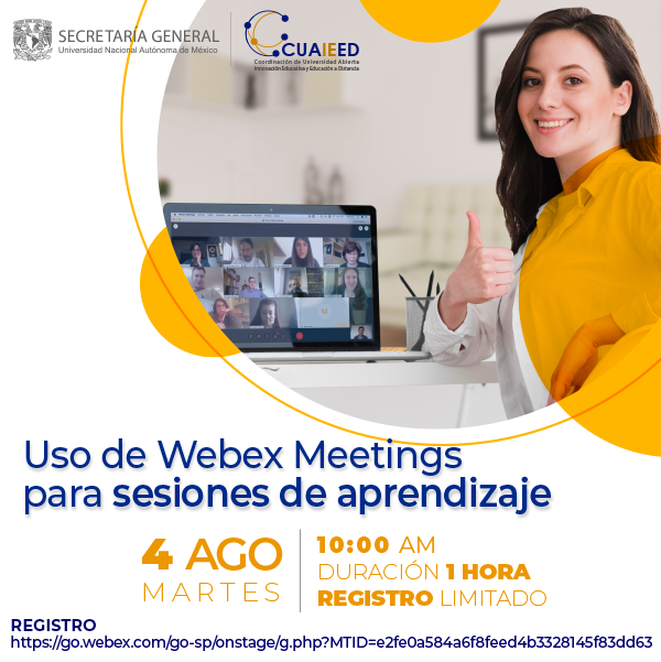 cuaedunam's tweet photo. ¿Aún no sabes utilizar #Webex?

Recuerda que mañana tendremos un curso de enseñanza. Realiza tu registro en https://t.co/7sS8CWEVcX

¡Te esperamos mañana a las 10 horas! https://t.co/Qbizhsf4Z0