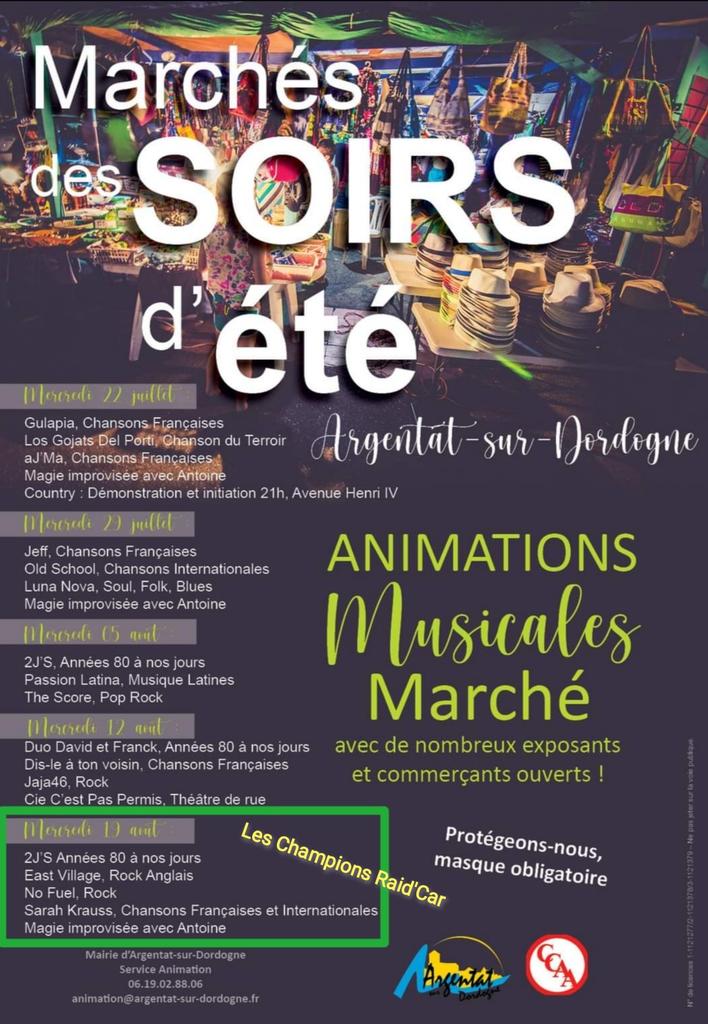 raid_car's tweet image. / ÉVÉNEMENT /

Vous pourrez nous retrouver à Argentat-sur-Dordogne, (Avenue Pasteur 19400) le 19 Août 2020 à partir de 19h30 pour un marché nocturne ! 
Nous tiendrons un stand avec des vêtements, accessoires et autres produits dérivés de l'Europ'Raid 🐺
On se dit à très bientôt🙂