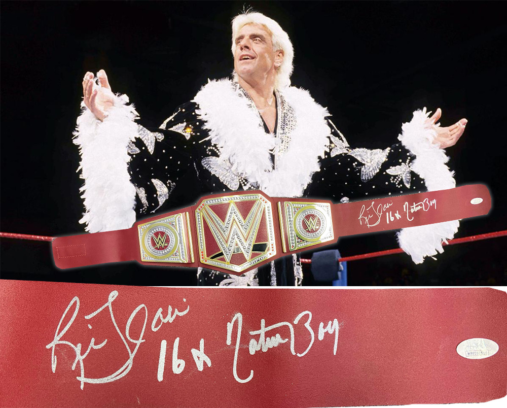 SpCollectibles's tweet photo. WOOOOOOOOOOO! #TheNatureBoy 🐐

Today's Special Item is a @RicFlairNatrBoy @WWE Replica Universal Championship Belt! @JSALOA Authentic.
This will not last! 
DM us for details!

#WWE #RicFlair #16TimeChamp #SportsCollectibles https://t.co/pAXzbwMCE5