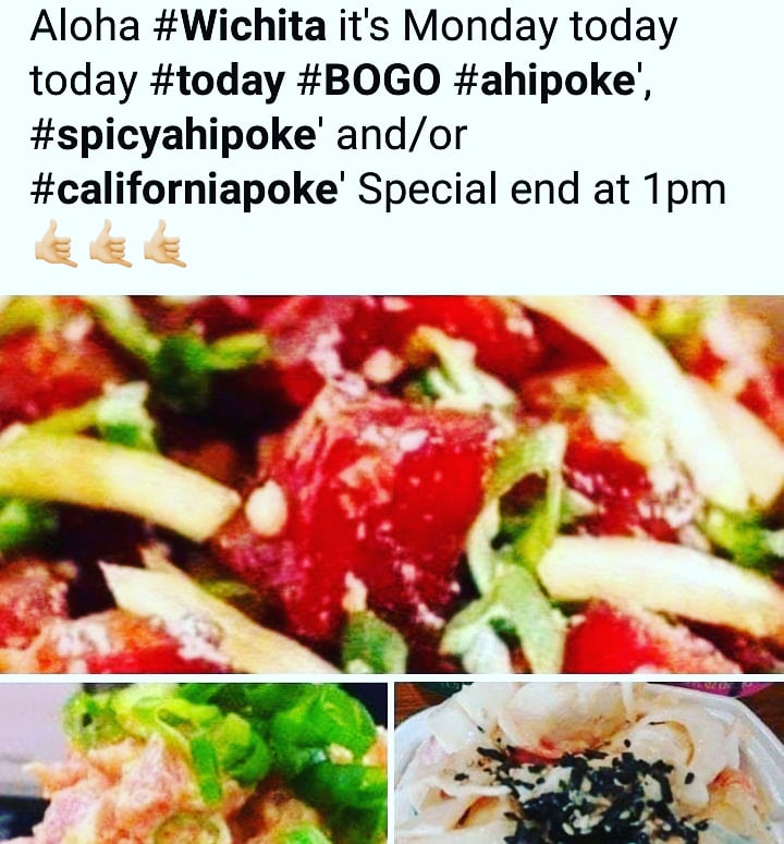 NobleHouseHPL's tweet photo. Aloha it's Monday Wichita stop by get a #BOGO @NobleHouseHPL @VisitWichita @ChamberWichita @telehuefoodie @DowntownWichita @EmilyYoungerKSN @SFEspressoICT @KSNNews @theflyingstove https://t.co/2C9V2r8cQR