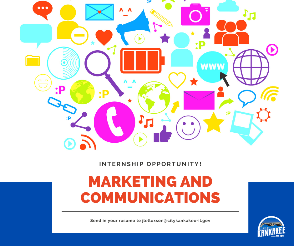 CityKankakee's tweet photo. The City of Kankakee is seeking a Marketing and Communications intern for the Fall of 2020 who will work with our Outreach team, as well as our Marketing and Communications Coordinator. Send in your resume to Human Resources at jlellexson@citykankakee-il.gov. https://t.co/Lpyr0jbs35