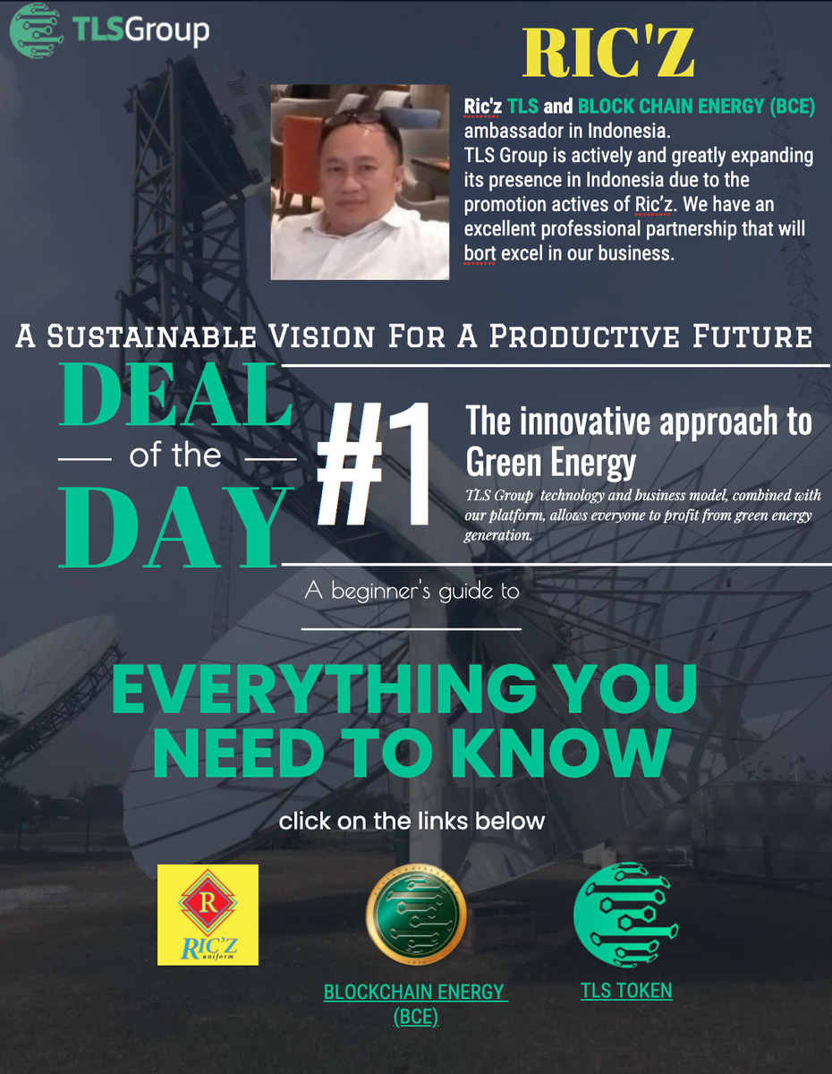 TLSGroup1's tweet photo. Ric'z TLS and BLOCK CHAIN ENERGY (BCE)
ambassador in Indonesia.
TLS Group is actively and greatly expanding its presence in Indonesia due to the promotion actives of Ric’z. We have an excellent professional partnership that will bort excel in our business.
https://t.co/TNi1uRpyLr https://t.co/Up4WHnQ33z