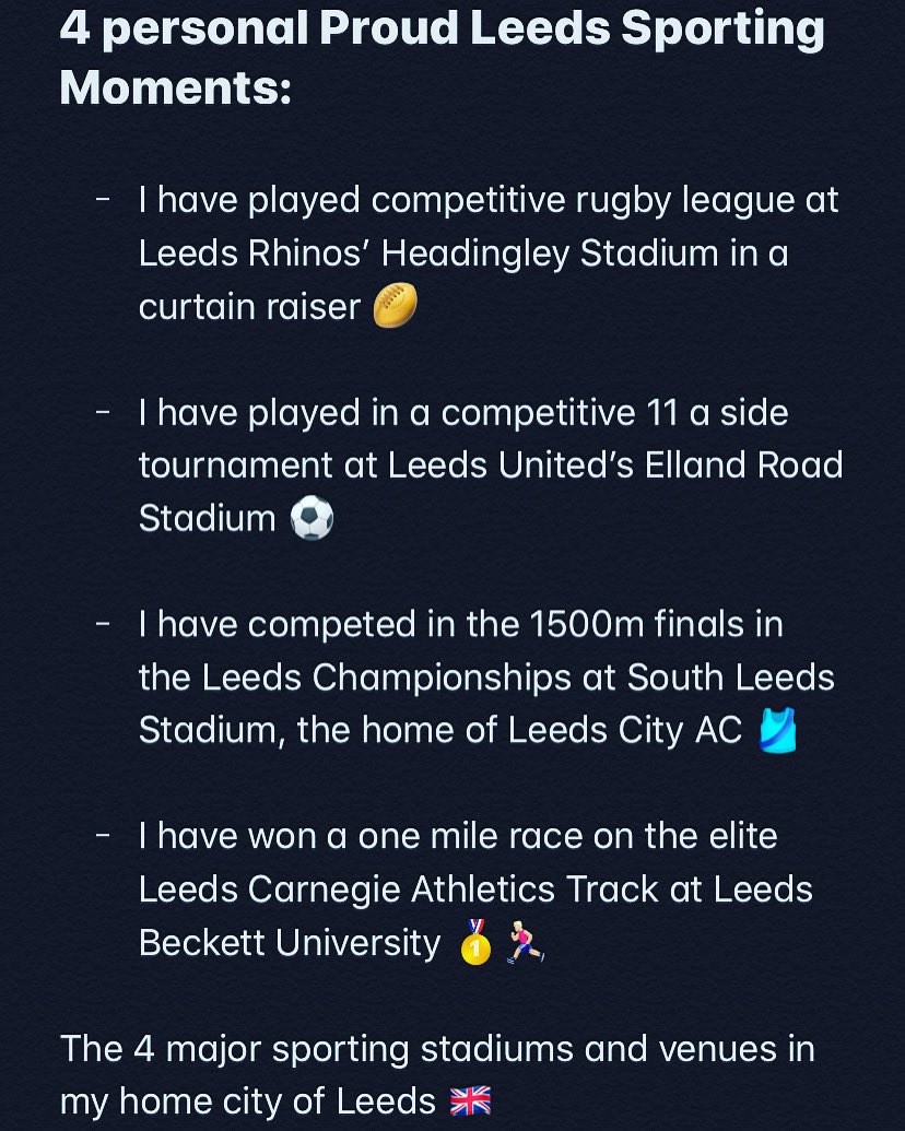 I’m proud to say I’ve competed at all our major sporting venues and stadiums in Leeds over the years 🏟 all unique and special experiences in their own right 🏉 ⚽️ 🎽 🏃🏼‍♂️ __________________________________ #headingleystadium #ellandroad #southleedsstadium #leedsbeckett @joycinho