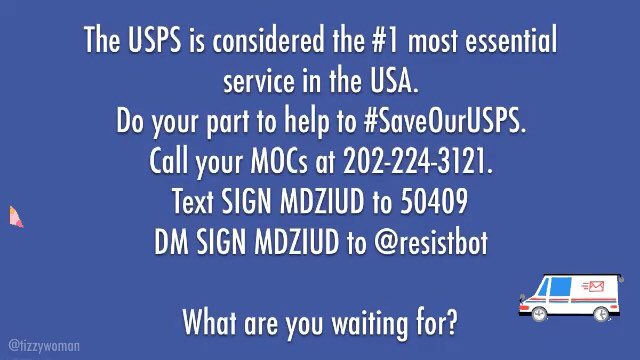 Both of them are sending the message - your voice matters. What  #WeThePeople want matters.So call your MOCs and demand that DeJoy stop messing with our  #USPS