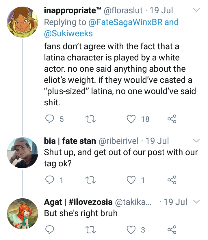 when someone brings up a valid and respectful argument about why we are upset, some fate stans attack us. this person here literally didn't disrespect the actress but had people in his mention harassing him. please, do better and be mature