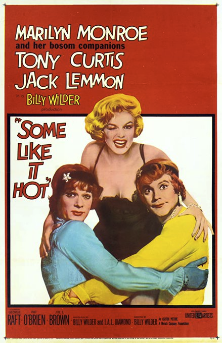en “Some Like It Hot”, obra maestra del Cine, donde intervenía junto a Tony Curtis y Jack Lemon.El resultado fue una película que marcó el nacimiento de la nueva comedia estadounidense, superando la tradición de Frank Capra, para dotarla de más dosis de acidez crítica.