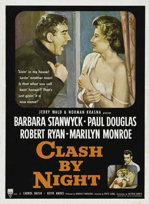 "All About Eve" (1950, de Joseph L. Mankiewicz).En su aparición en la gran película de Fritz Lang "Clash by Night" (1952, con Barbara Stanwyck), la revolución iconográfica consistió, simplemente, en que se mostraba por primera vez vistiendo tejanos.