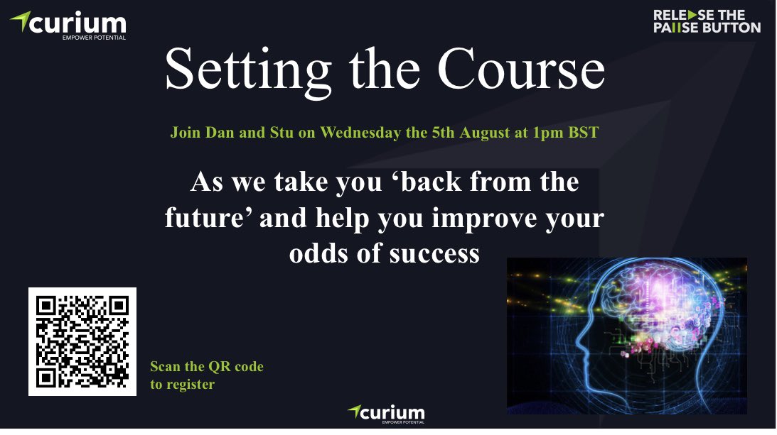 Join us for our final webinar: Setting the Course. 

Tough as old boots out there at the moment isn’t it? 

I am sure team <a href="/CuriumSolutions/">Curium Solutions</a> can help you think and act differently, improving your chances of success, fancy it?

Register here: attendee.gotowebinar.com/register/18897…