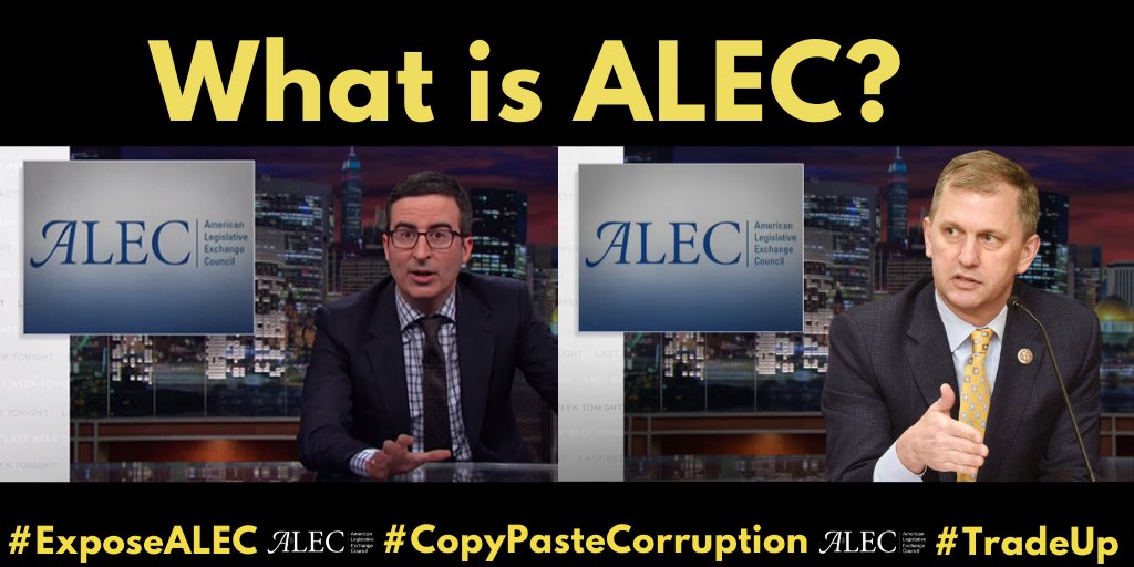  @IamJohnOliver’s description of  @ALEC_States as a conservative bill mill responsible for every disastrous anti-climate law you could imagine was true then and it’s true now. But 6 years later, ALEC’s  #CopyPasteCorruption isn't just as shady as it sounds, it’s even shadier.