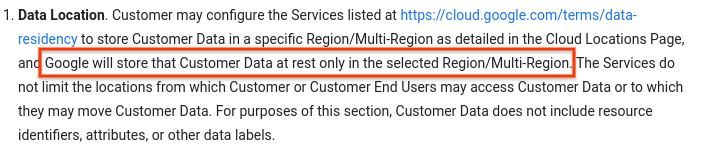 Data Residency: We made it clearer that when you create a Cloud Run service in a region, your data and container stay in that region. https://cloud.google.com/terms/data-residency