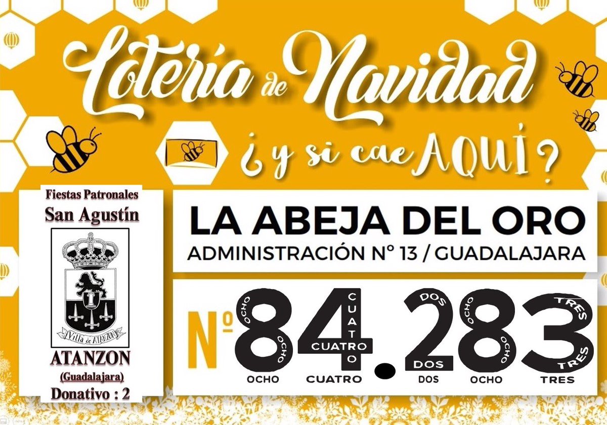 Villa_Atanzon's tweet photo. LOTERÍA DE NAVIDAD 2020
Nº 84283
¿Y si cae aquí? https://t.co/otNSv5hUsX