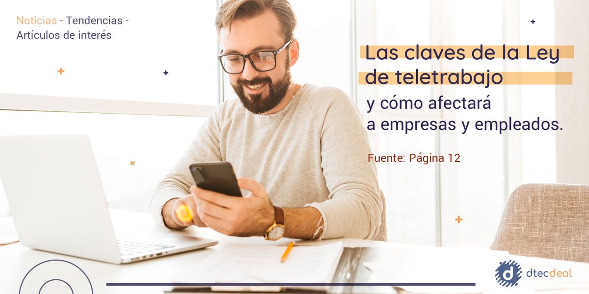 Dtecdeal_'s tweet photo. Se aprobó La #Leydeteletrabajo en Argentina, con el fin de regular una modalidad laboral en ascenso a raíz del COVID-19 y que se advierte que en muchos casos podría seguir más allá de la pandemia. Descubre en que consiste en la nota de Pagina12 https://t.co/LmabG0CFo9
#HomeOffice https://t.co/FxU9YU4DxV