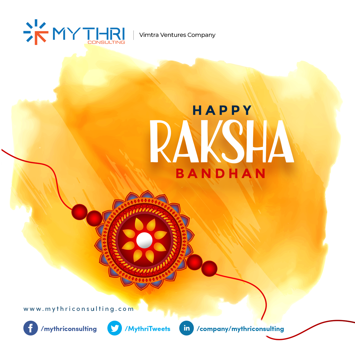 MythriTweets's tweet photo. A sister is a gift to the heart, a friend to the spirit, a golden thread to the meaning of life. #HappyRakshaBandhan. #MythriConsulting https://t.co/g8aS4x2bVe