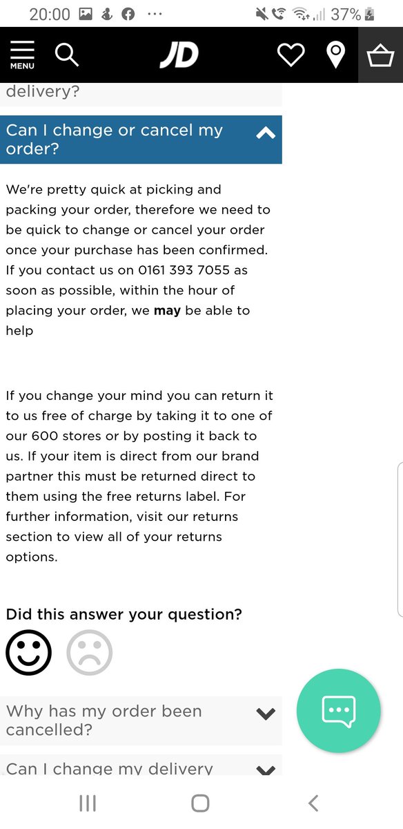 KerrySaddington's tweet photo. @JDSports Just placed an order an ordered the wrong size. Contacted JD and the lady was in the process of changing my order for a diff size when phone cut off. Phoned back to be told i cannot change the size by someone different who wasn't as helpful. Your website says different! https://t.co/B0LPh0mLRU