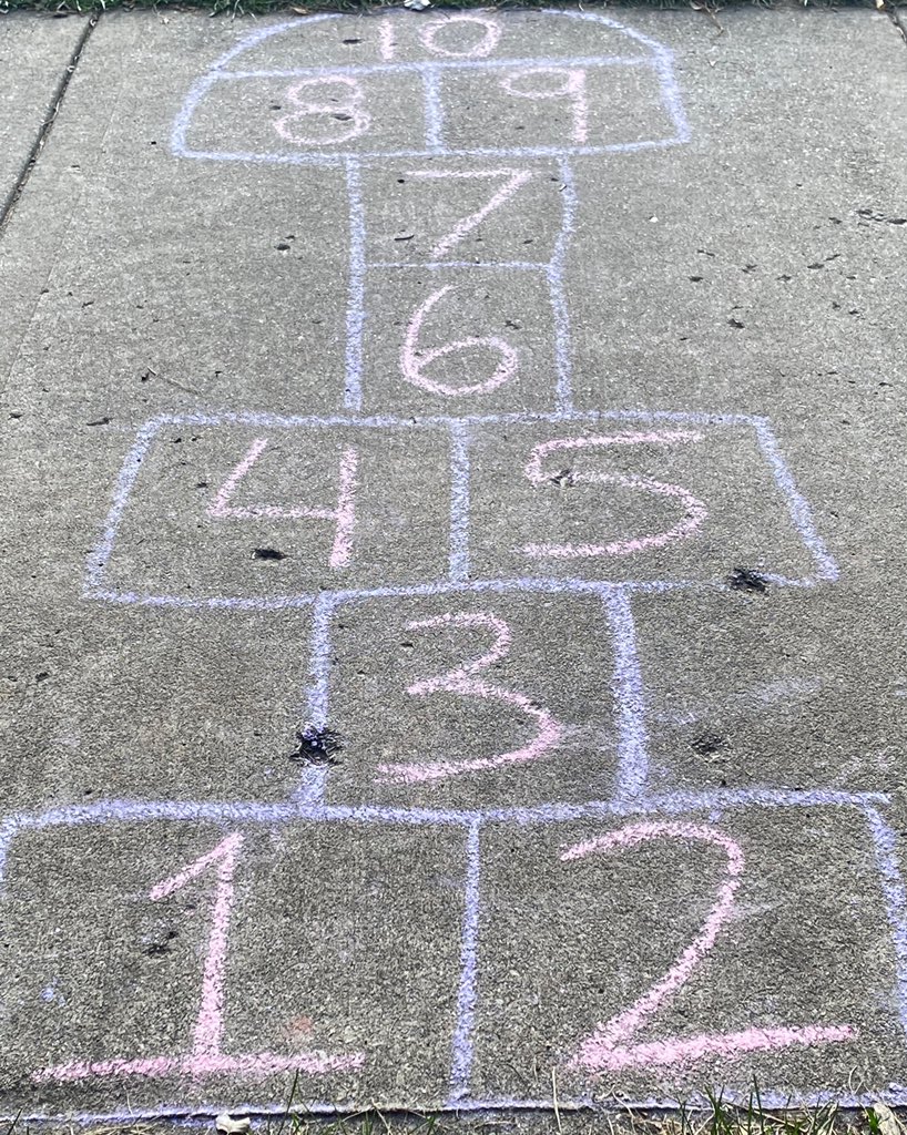 “I see math!”
Do you notice numbers or shapes? Do you notice different types of angles? Do you wonder how many times you will jump on 6 if you play four times? Do you wonder what number the stone is most likely to land on... instagram.com/p/CDcCG6AJqRl/…#mtbos #iteachmath #iseemath