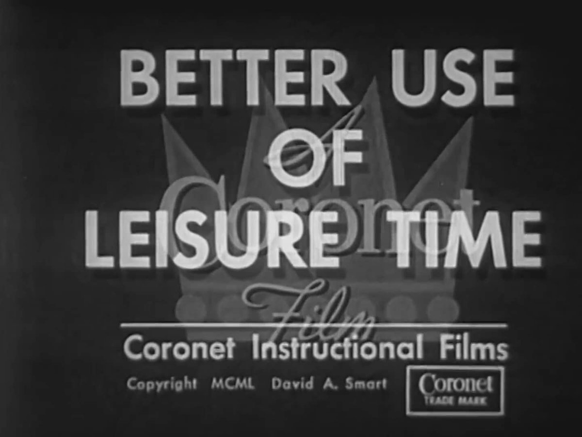 Coronet Films was a 16mm lecture machine in these "social guidance films" on dating, family life, and citizenship. This one reminds me of the simulaneous cultural push to get people into hobbies! Give that kid a chemistry set!