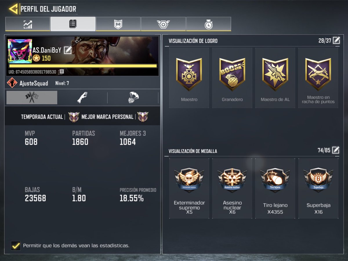 Stats 3 de agosto #CODM @ajustegaming420