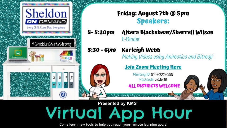 SandraMenchaca3's tweet image. You don’t want to miss Session 3 of App Hour! Another spectacular lineup !! #sheldonstartsstrong @multiprgms_sisd @SheldonISDPD @MisshunnaD @sarahmandella @lizharris0617