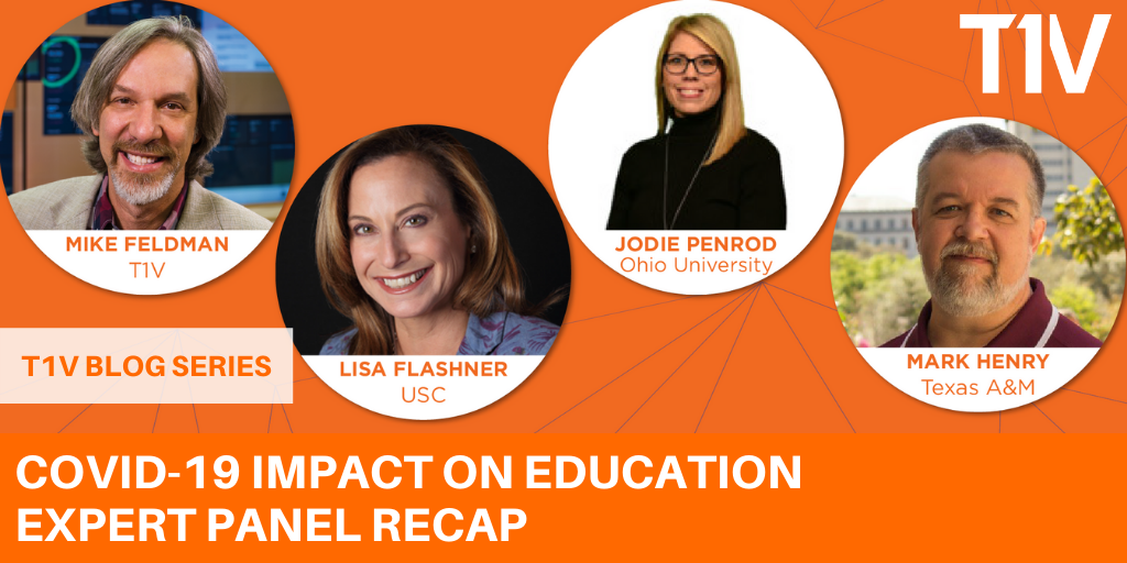 Last week, T1V hosted a #webinar focused on the impact of the #COVID19 #pandemic on the current status and future of #highereducation. Check out the highlights and watch the full webinar here: bit.ly/30nPGZ5 #blog #ICYMI #distancelearning #remote #highered