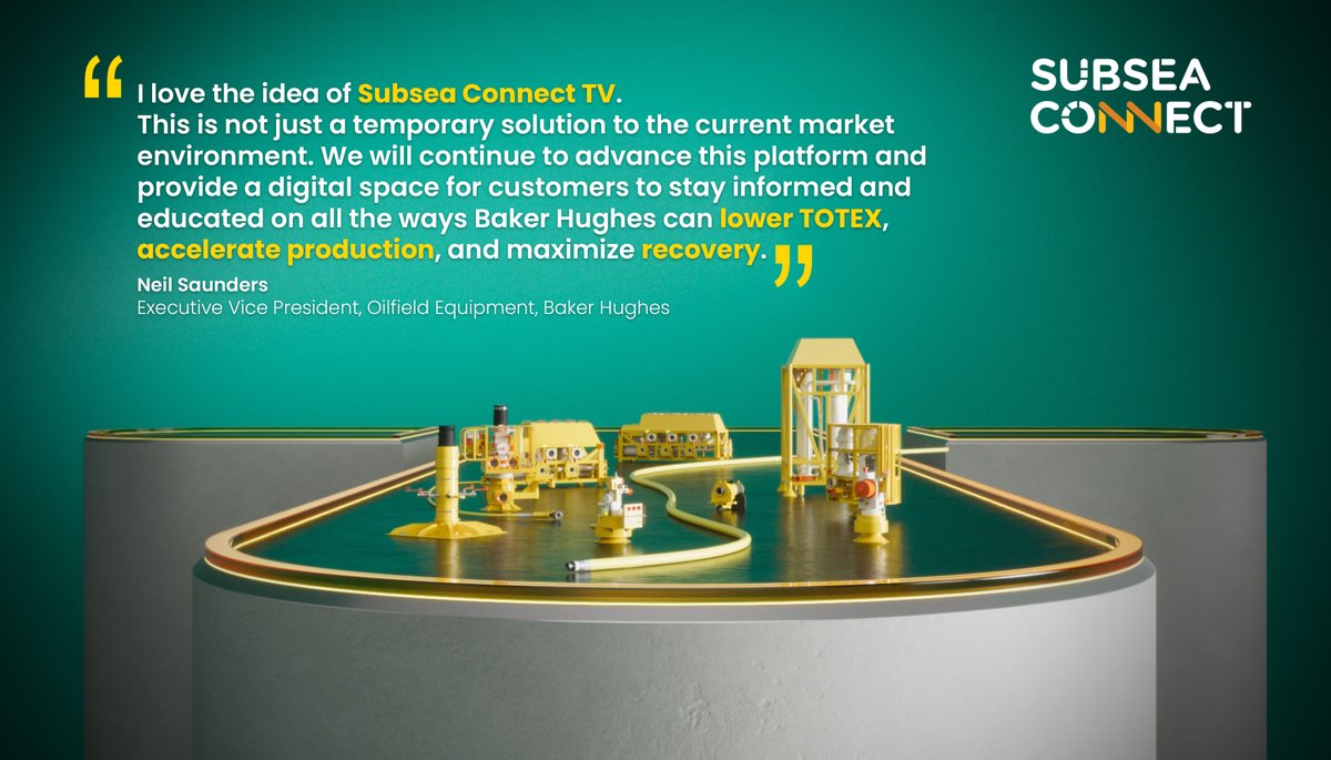 bakerhughesco's tweet image. Recently, Neil Saunders, Executive Vice President for Oilfield Equipment, sat down with Jessica Morales from Hart Energy to discuss the newly launched #SubseaConnectTV platform. Read the full article here: bit.ly/33m3JjL #engagesubsea #subseaconnect #wearebakerhughes