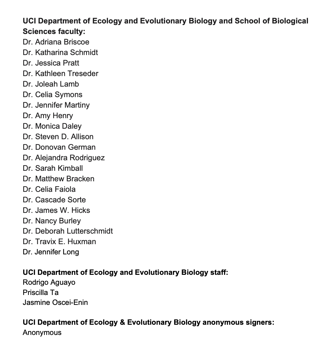 iCannibalize's tweet photo. We, the community members of @UCIEEB and @UCIBioSci, demand action regarding the incident involving Ms. Chamndany on February 20th, 2020. Our demands and asks are detailed in this open letter, which is signed by graduate students, post docs, faculty, and staff. #BlackLivesMatter https://t.co/Fv92ZTFz5v