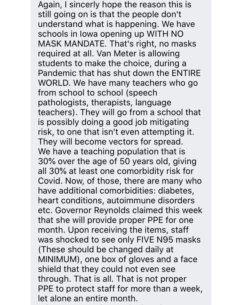 This is a thread!!!!!! So please follow!!! Super important!!!!!! From my cousin’s wife. #COVID19  #TrumpFailedAmerica  #BunkerBoy  #Iowa Please follow the thread and retweet!!!!!!!!