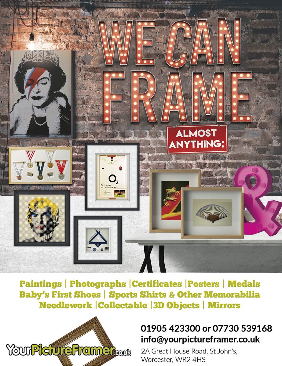 YPFOld's tweet image. Don’t forget - all orders for custom framing taken tomorrow will get 12.5% discount to help celebrate our 6th anniversary in the shop. #worcestershirehour