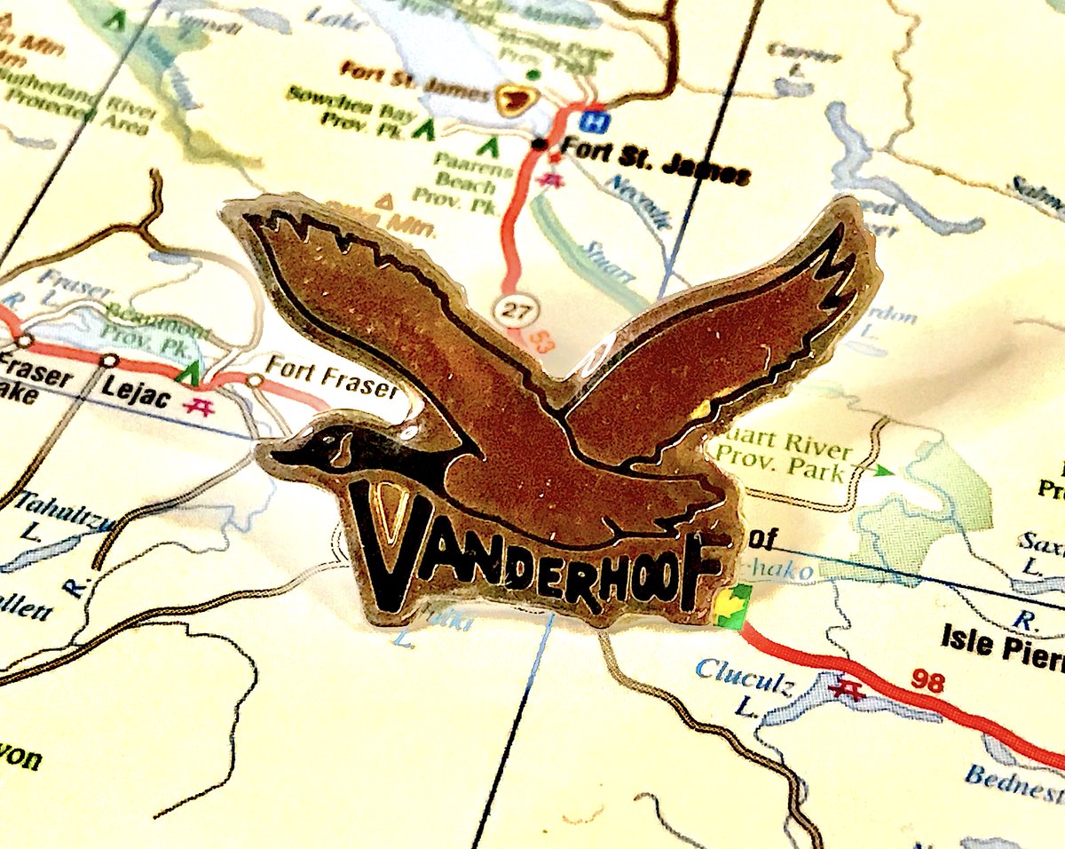 96. VANDERHOOF- Assuming this is a reference to the Nechako River Migratory Bird Sanctuary, which, points for that- Also some neat choices with the text- Otherwise this is fine but boring, wish there was one pointing out it's at the centre of B.C.