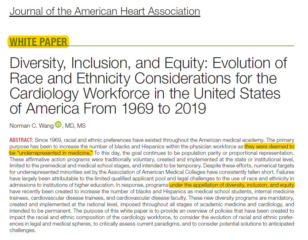 HT: @traependergrast and <a href="/QuentinYoumans/">Quentin Youmans, MD, MSc, FACC</a>...but I really wish I hadn't. 

What could be wrong with this White Paper? (Really? "White Paper?") 

Allow me to raise just 8 critiques...

1. The tone--yes, I'm starting with tone (see abstract)--is aggrieved. 

ahajournals.org/doi/10.1161/JA…