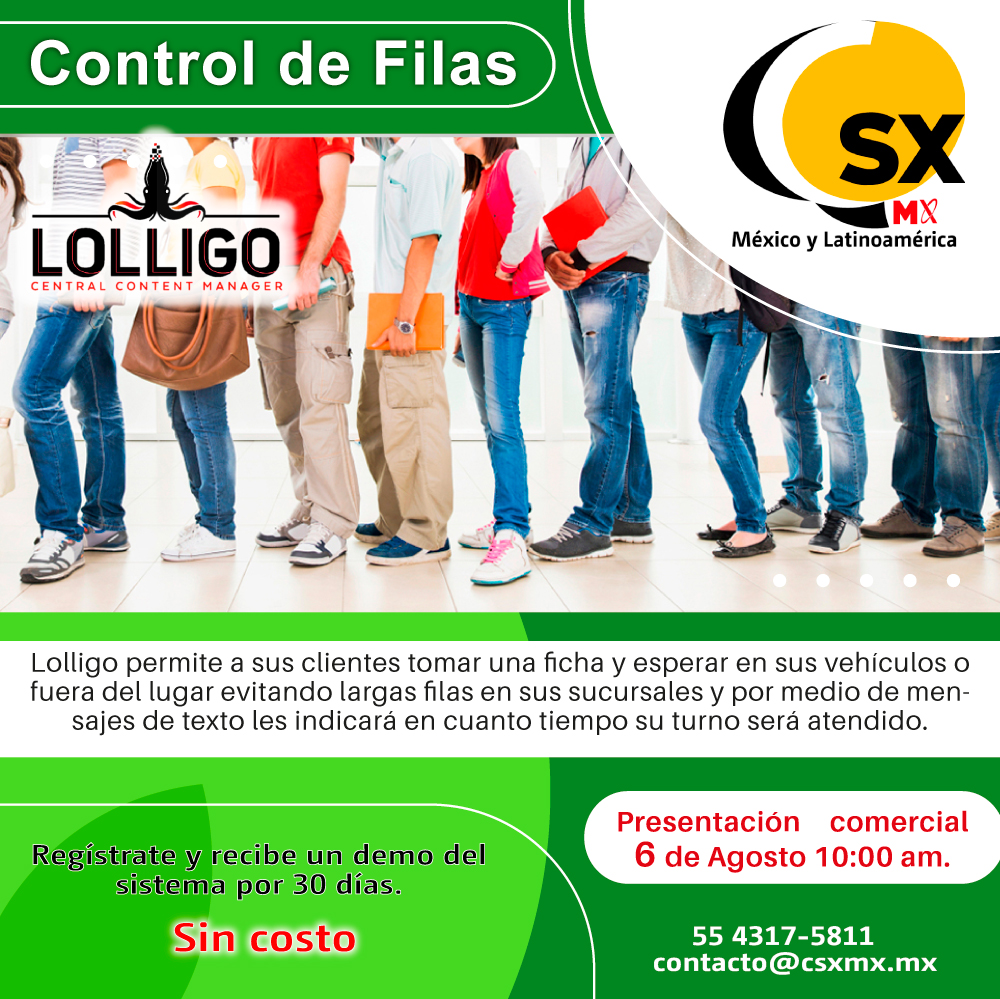 CSXMEXICO's tweet photo. Sistema para el CRONTROL DE FILAS, registrate y recibe un demo del sistema por 30 dias, sin costo. Nueva fecha de presentación
https://t.co/J9i8ZODNAA
#COVID19 #distanciamiento https://t.co/5U4WsFGhUp