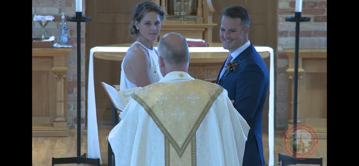 Wedding in the time of COVID - different, but grateful for livestream from @stnorbert. Huge congrats to my fantastic college coach, Don (<a href="/SNCCCTF/">St. Norbert CCTF</a>) &amp; his new wife Elizabeth (aka Coach Krug)! Now the best husband-wife coaching duo in college athletics! SO happy for you both! 😊💚💛