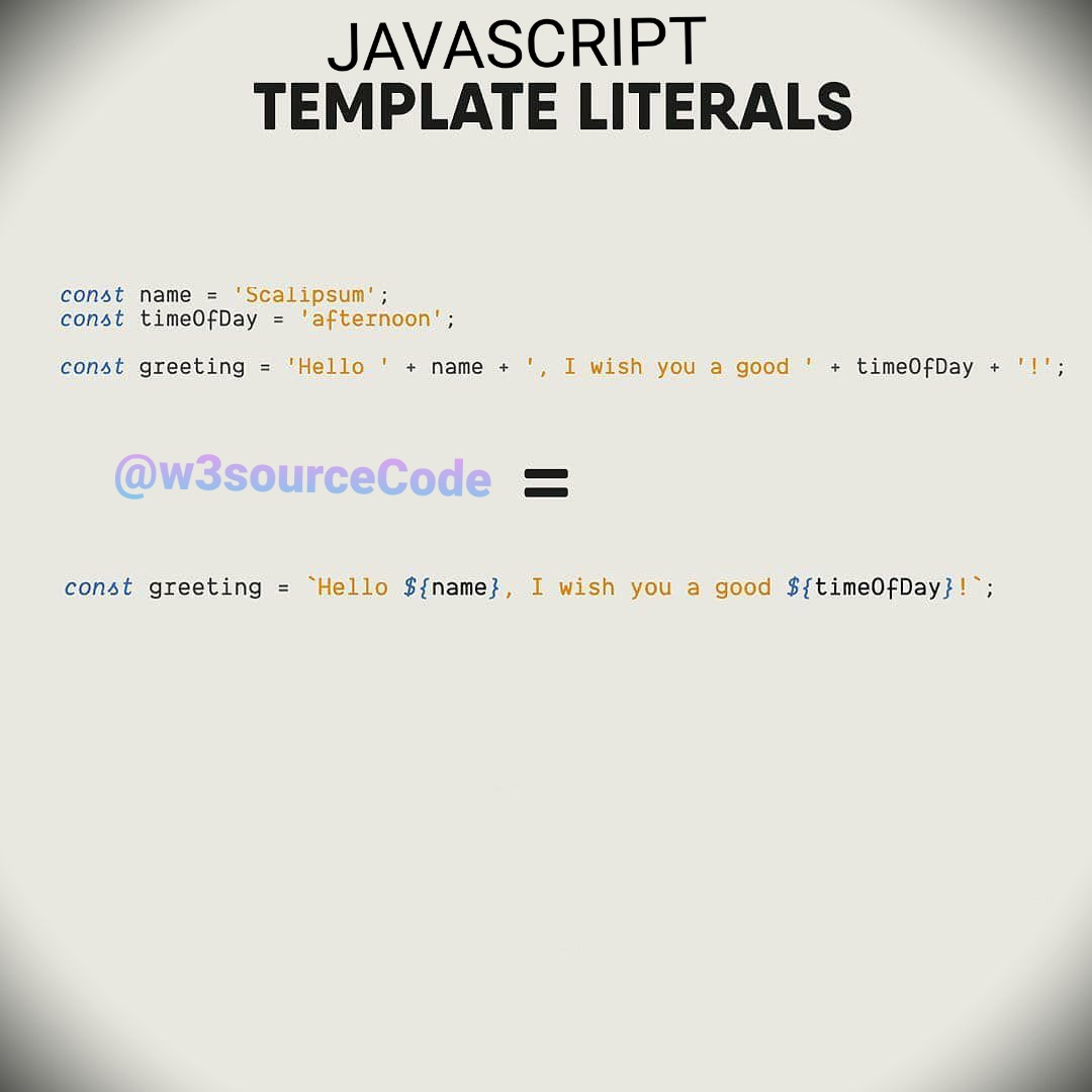 w3sourcecode's tweet image. #javascript #javascript30 #js #jQuery #Angular #angularjs #angulartip #reactjs #VueJS #ReactNative #NodeJS  #literals #templates #100DaysOfCode #script  #code #CodingTips #codinglife #CodeNewbies #programming #Tips #sourcecode
#w3sourcecode 
@w3sourcecode