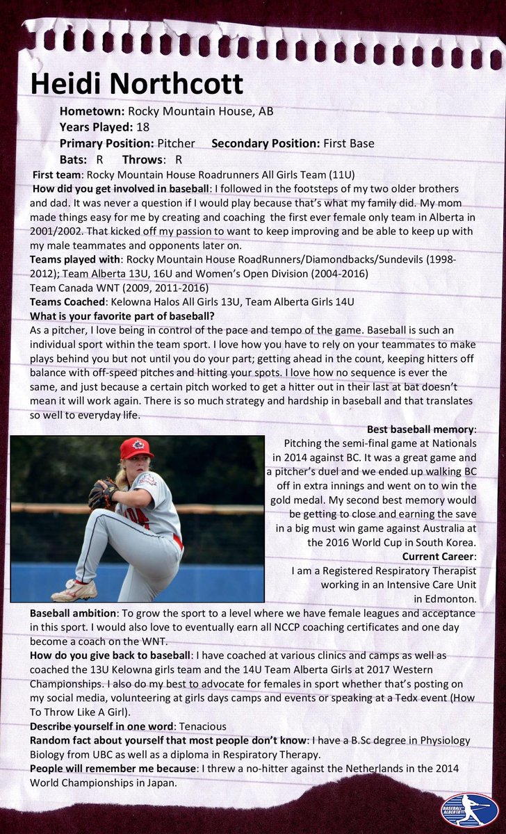 Check out the newest <a href="/GirlsBaseballAB/">Alberta Girls Baseball</a> athlete spotlight on Heidi Northcott!