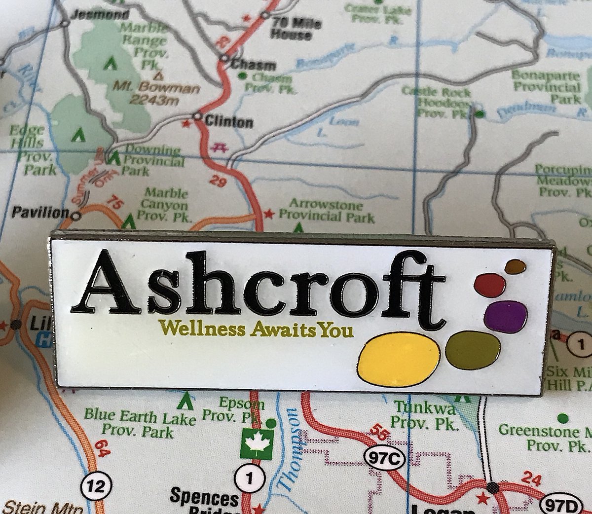 89. ASHCROFT- Love them repping the heritage fire hall- Weird to say "welcome to our town! we're a gateway to other things!"- The new logo promises "Wellness", and that's...that's a strange thing for a town to promise