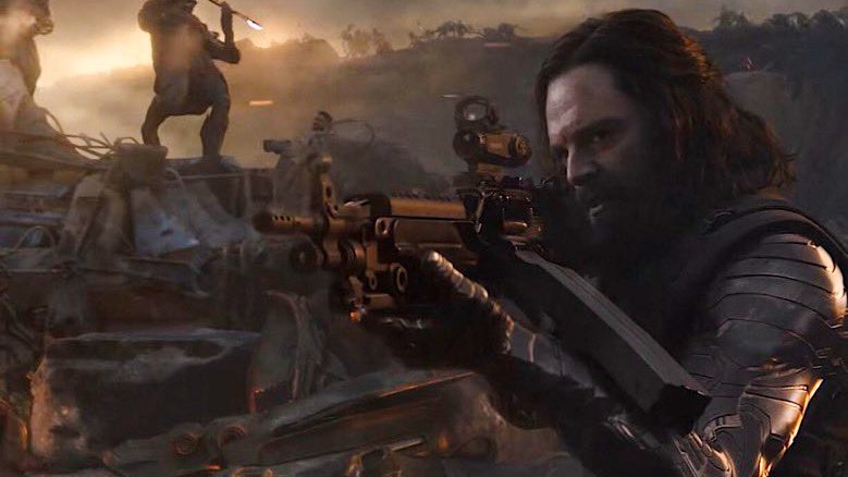 benevolentloki's tweet photo. bucky having his hair in a little bun while fighting in the final battle against thanos really lives in my mind rent free https://t.co/XBHFxYkKrt