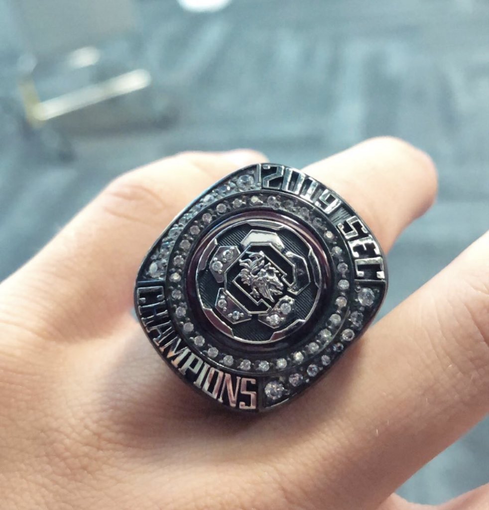 GamecockWSoccer's tweet photo. 🔥 @SEC CHAMPIONSHIP RINGS 🔥

#Gamecocks | #NCAASoccer https://t.co/R6STDJ6nEr