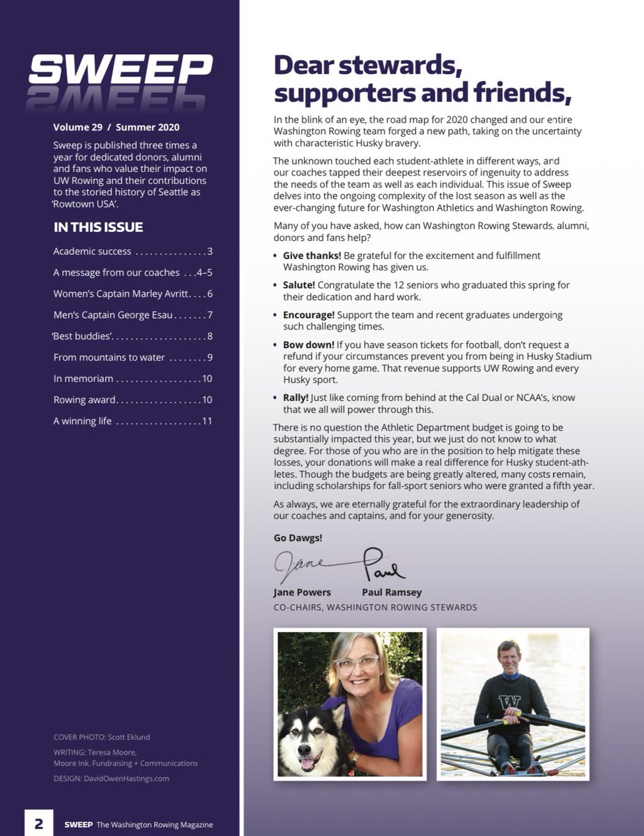 UW_Rowing's tweet photo. Summer edition of SWEEP magazine is now available. Read letter from our Board of Rowing Stewards Co-Chairs and Alumni spotlight on Howard Lee ‘83 “The Foundation of a Winning Life”

https://t.co/8HgceLndDW

#SWEEPmagazine x #rowingu x #washingtonrowing x #beyondtheboat https://t.co/obE5QbHywc