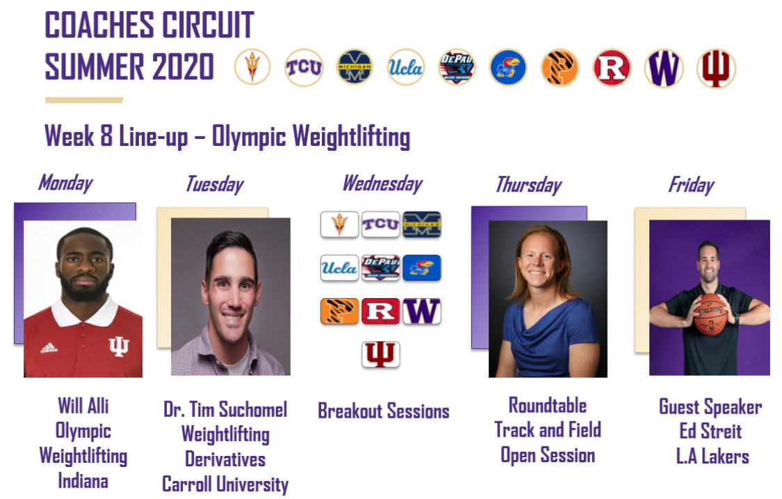 Tim Suchomel (@drtsuchomel) on Twitter photo I’ll be speaking on implementing weightlifting derivatives as part of the Summer 2020 Coaches Circuit tomorrow at Noon CST live via Zoom. Come join the conversation! DM me or <a href="/UW_OLYSTRENGTH/">UW Olympic S&C</a> for the link! I’ll be speaking on implementing weightlifting derivatives as part of the Summer 2020 Coaches Circuit tomorrow at Noon CST live via Zoom. Come join the conversation! DM me or <a href="/UW_OLYSTRENGTH/">UW Olympic S&C</a> for the link!