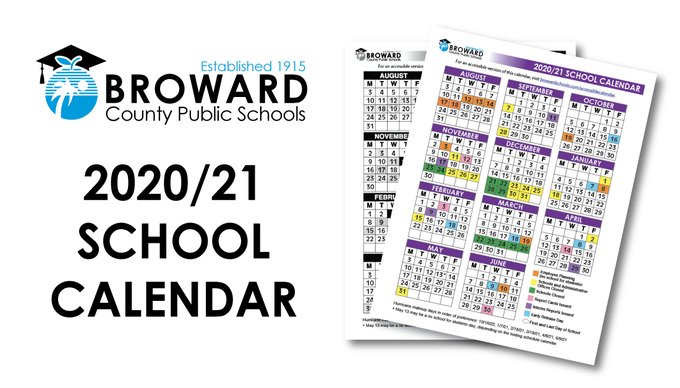 The first day of school is Wednesday, August 19. @browardschools will begin the 2020/21 school year through eLearning. To view the full school year calendar - color, black and white, and accessible versions - visit browardschools.com/calendar.