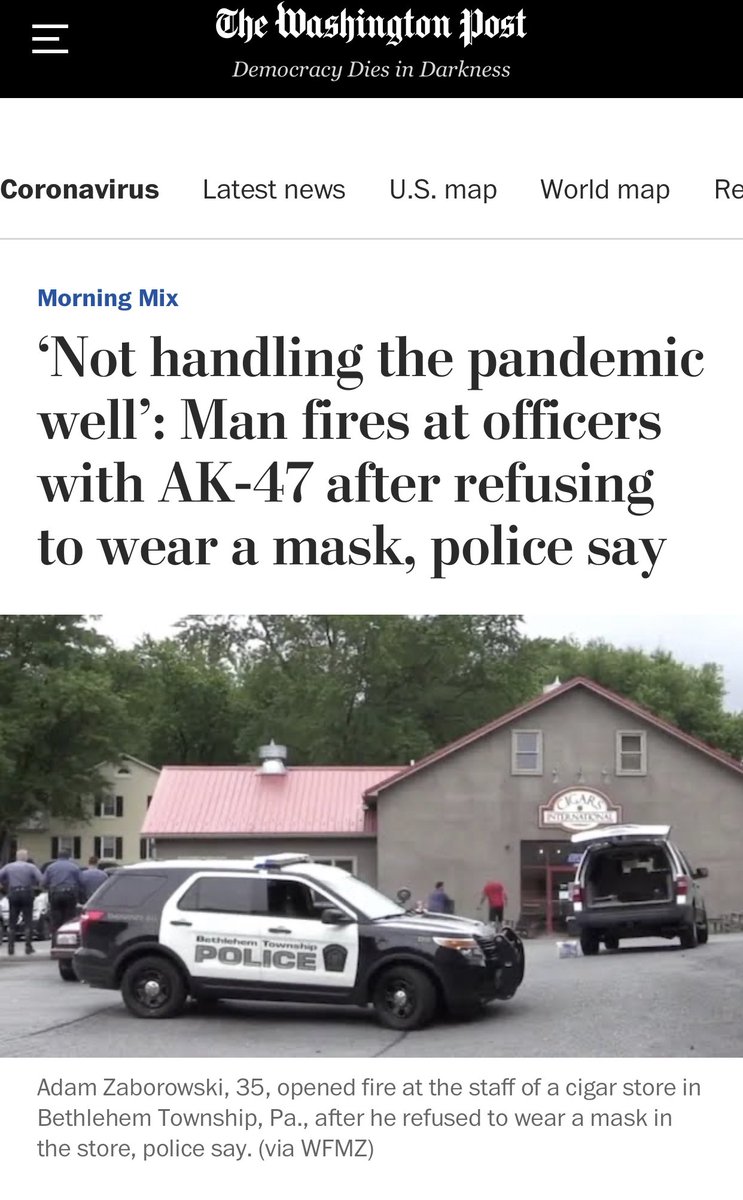 - ^ that PA man’s been written about with the context that he’s “having a hard time adjusting to the pandemic”. But we stop mentioning when a black man is reasonably afraid for his life the moment he encounters police