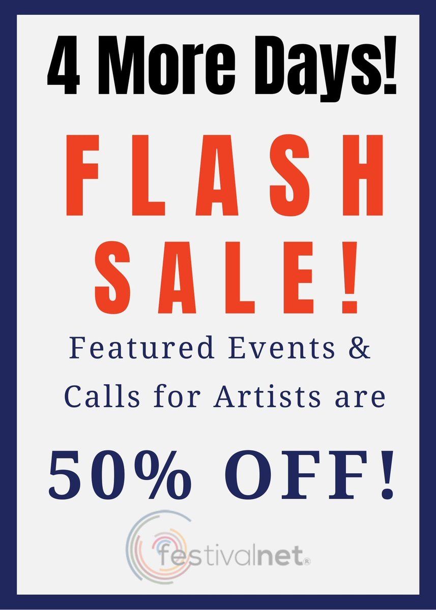 festivalnet's tweet image. ⚡ 4 More Days of our Half Price Event Promotions Flash Sale! ⚡  #CallsForArtists #FeaturedEvents #FlashSale #PR #VirtualEvents #Summer2020 buff.ly/39QYdHb