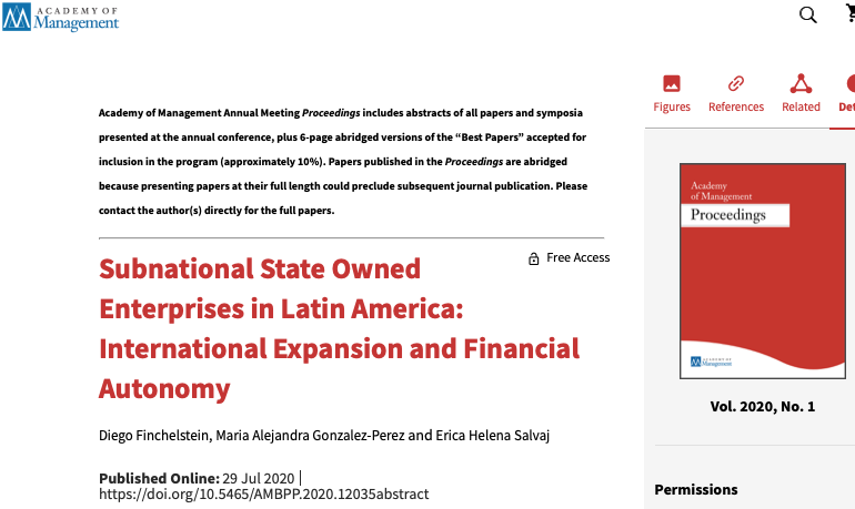 alegp1's tweet photo. Our paper together with @diegofinchel and @esalvaj "Subnational State Owned Enterprises in Latin America: International Expansion and Financial Autonomy"  is included in the Academy of Management Proceedings  @AOMConnect  #AOM2020 #SOEs  https://t.co/MrKi6V1UwP https://t.co/iiDiCGMTEX