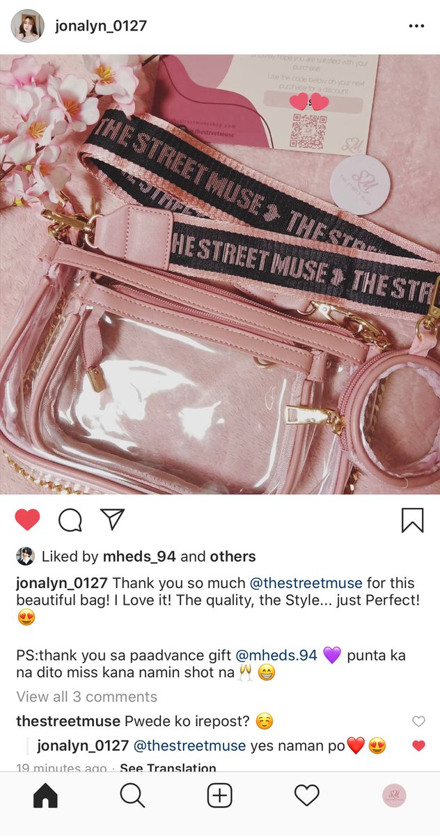 thestreetmuse's tweet photo. Repost from @jonalyn_0127
Thank you so much @thestreetmuse for this beautiful bag! I Love it! The quality, the Style... just Perfect!😍

PS:thank you sa paadvance gift @mheds.94 💜 punta ka na dito miss kana namin shot na🥂😁 https://t.co/I8XCVWulAt