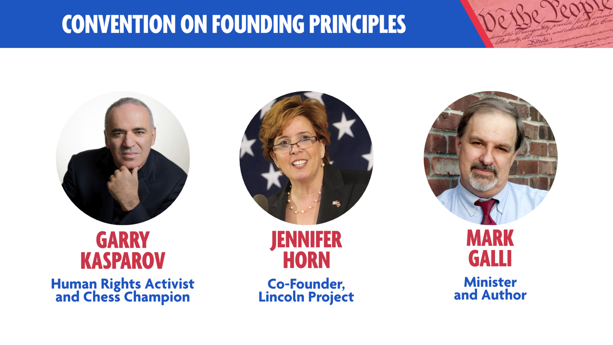 PrinciplesCon's tweet photo. ICYMI: This morning we announced another round of can't-miss speakers at #CFP2020
∙ @Kasparov63 
∙ @NHJennifer 
∙ @markgalli https://t.co/h6BNF4hAck