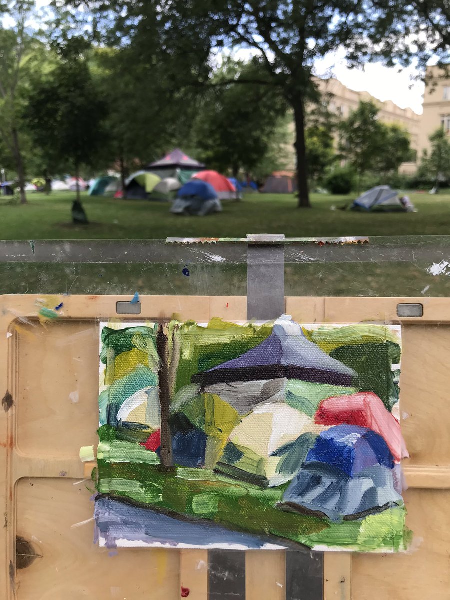 venetiabb's tweet photo. a tiny painting near my house today #encampment #toronto #gentlepeople #calm #SimcoeDay #scaddingcourt #safetyinnumbers #COVID19 #COVID19toronto #heatwave #TORNADOWARNING #enplienair https://t.co/Cq1ZnB4Ruu