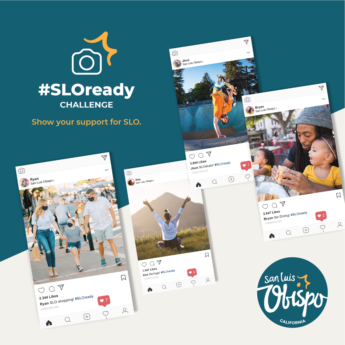 ShareSLO_'s tweet photo. You ready for a challenge? Are you #SLOready? Throughout August, we’re giving you a chance to support SLO and win an awesome grand prize by posting yourself having safe fun! Check out the rules in our bio. Things may not be “normal” right now, but they’re still SLO good. https://t.co/faswlLpFBk